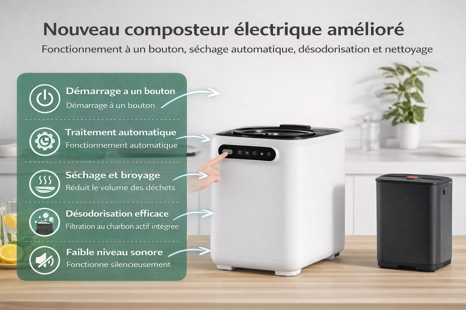 Composteur électrique domestique pour déchets alimentaires – Ecoréa